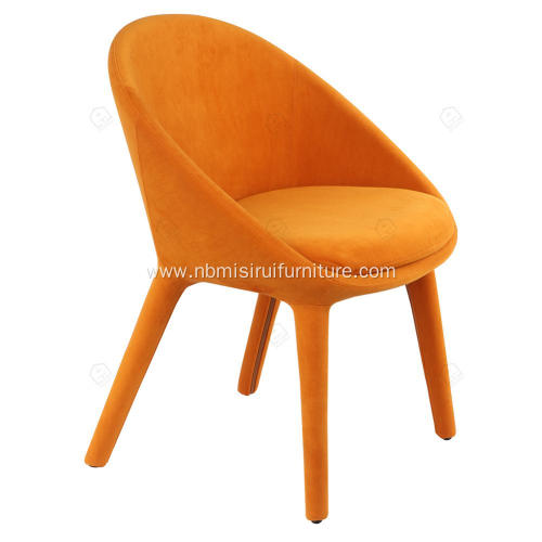 Italian minimalist orange genuine leather single chairs